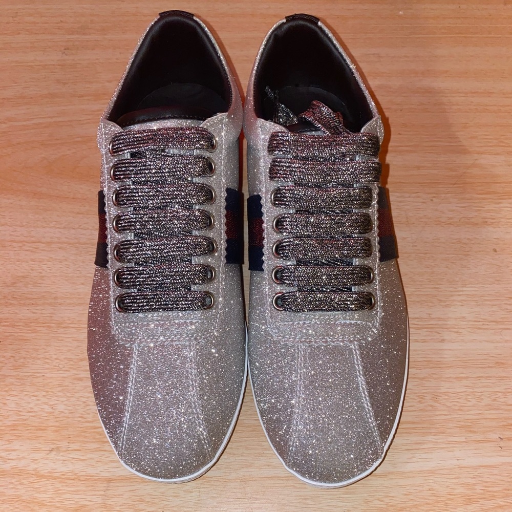 GUCCI Glitter Fabric Studded Men’s Web Sneaker